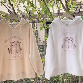 Kittens Cuddling     Hoody Sweater Top Kawaii Academia Y2K Cottagecore Coquette Fairycore Dollette Princesscore