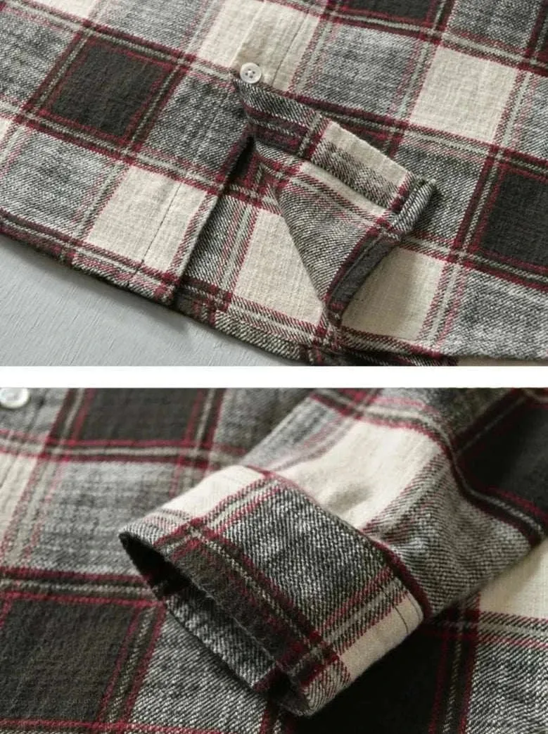 Korean plaid long-sleeve shirt