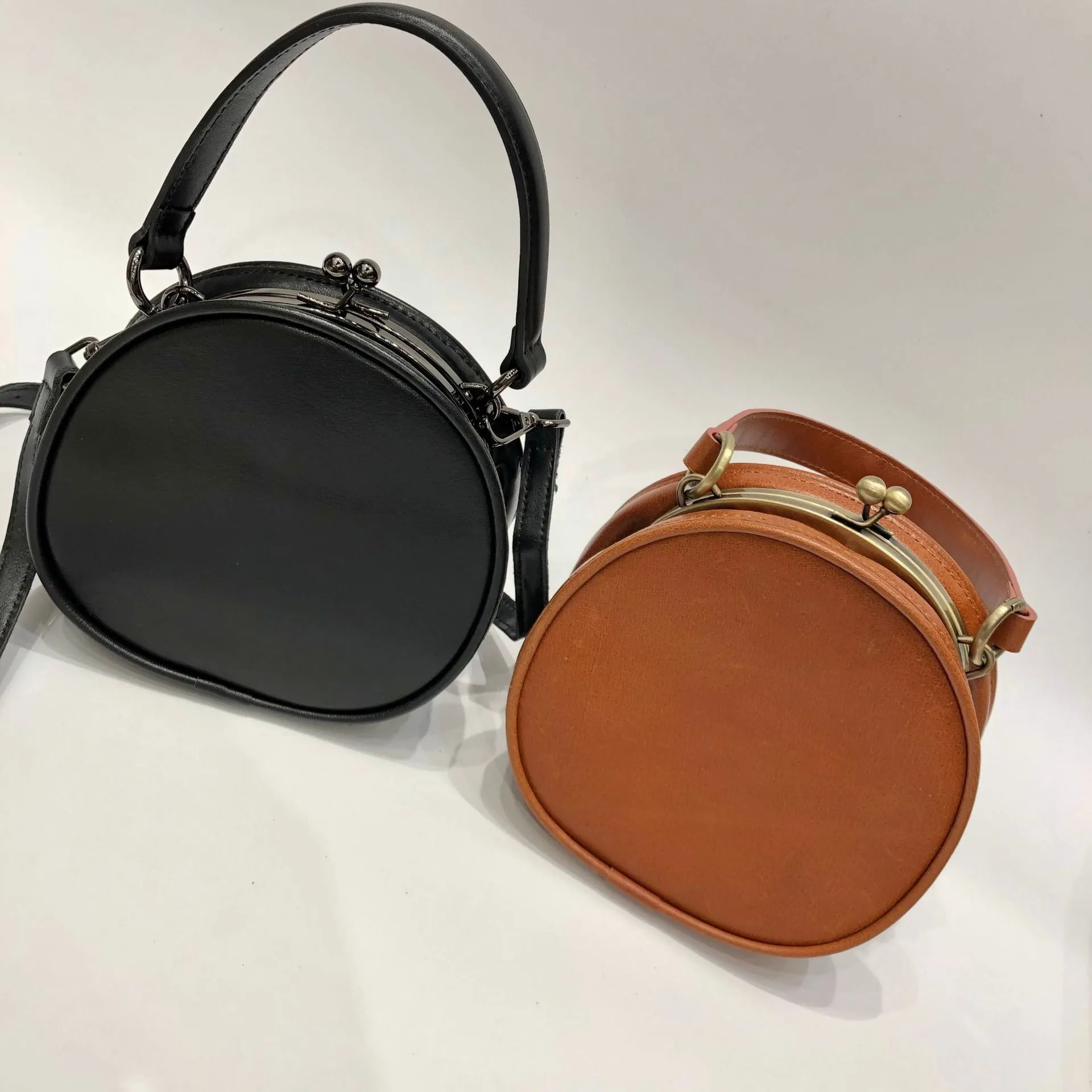 Ladies Chic Circles Elegant Round Leather Shoulder Bag Perfect for Women