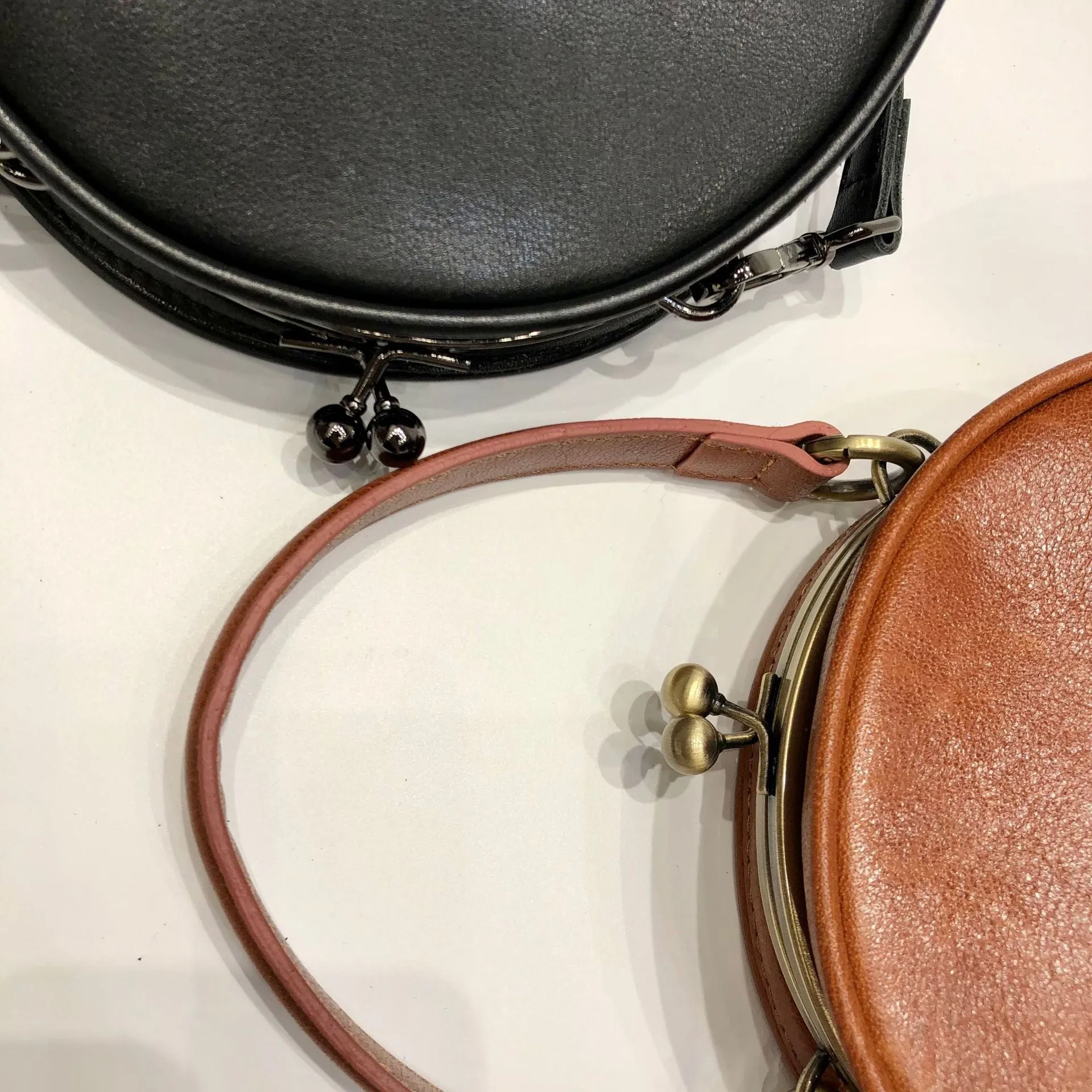 Ladies Chic Circles Elegant Round Leather Shoulder Bag Perfect for Women