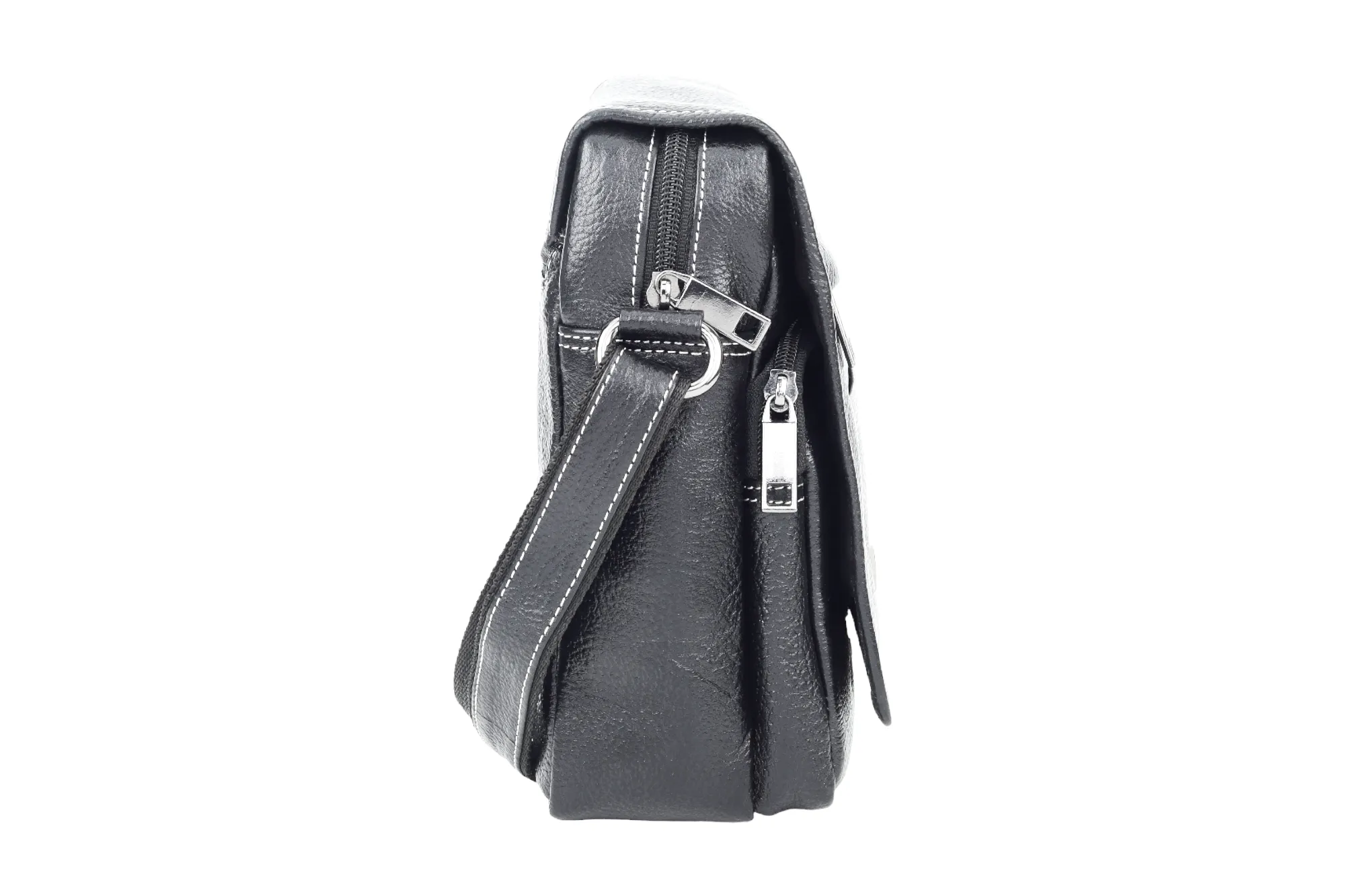 Leather Messenger Bag 90406 (BLACK)