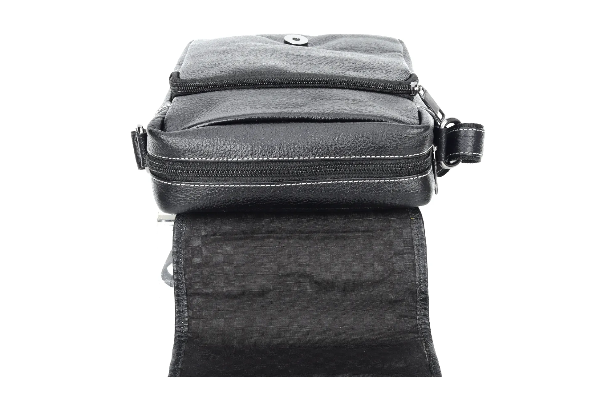 Leather Messenger Bag 90406 (BLACK)