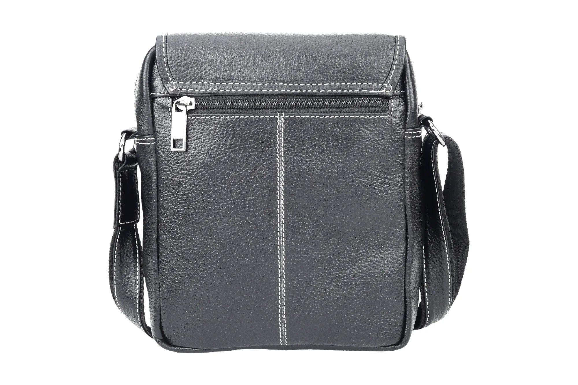 Leather Messenger Bag 90406 (BLACK)