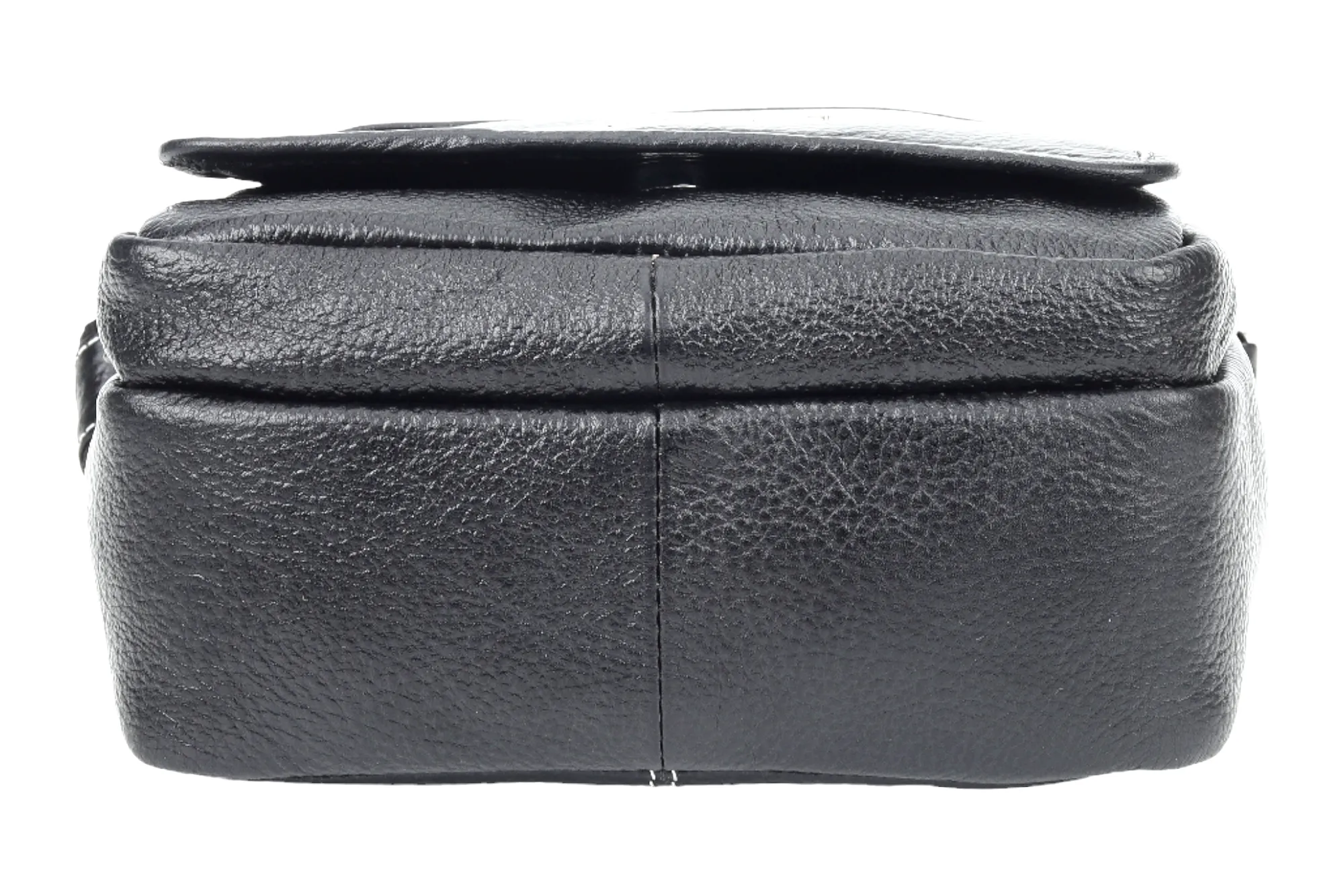 Leather Messenger Bag 90406 (BLACK)
