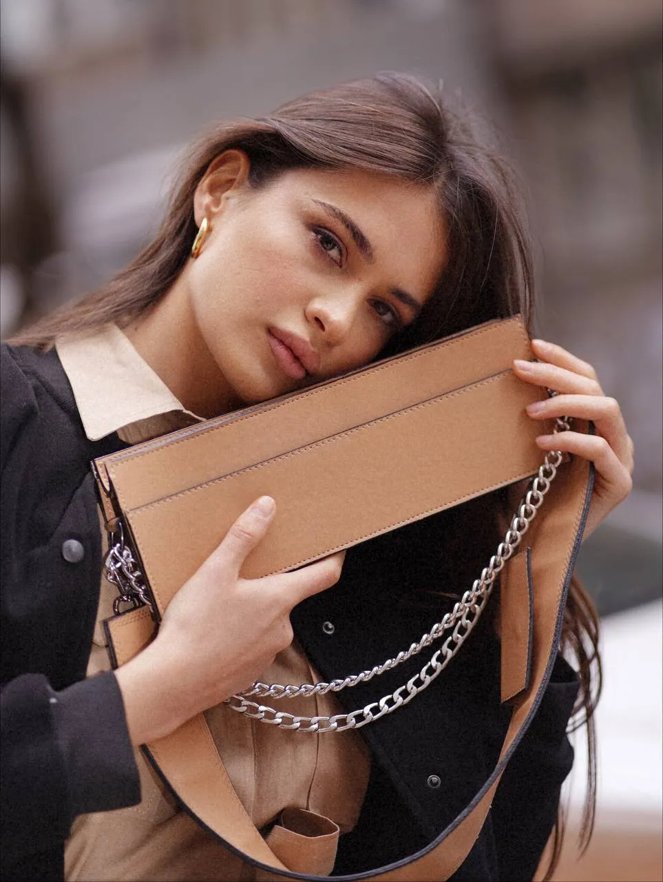 Long leather bag