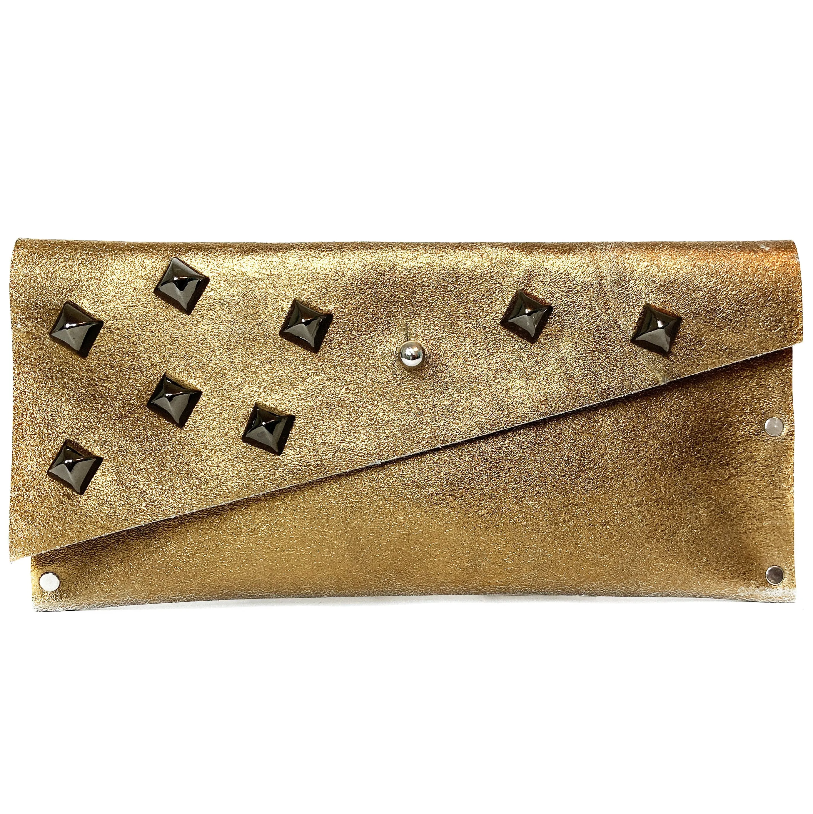 Metallic Bronze Studded Evening Clutch