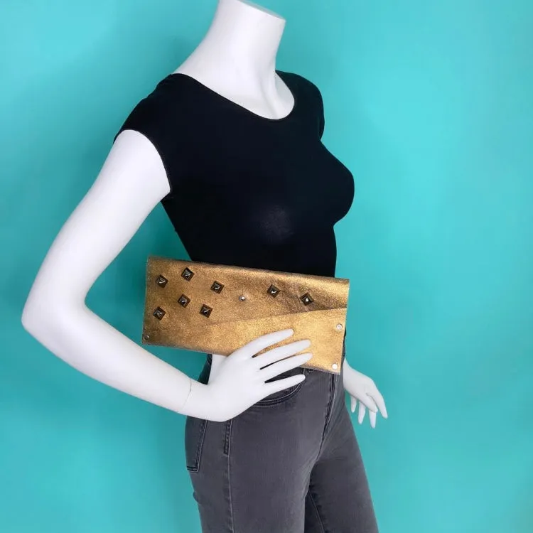Metallic Bronze Studded Evening Clutch