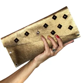 Metallic Bronze Studded Evening Clutch