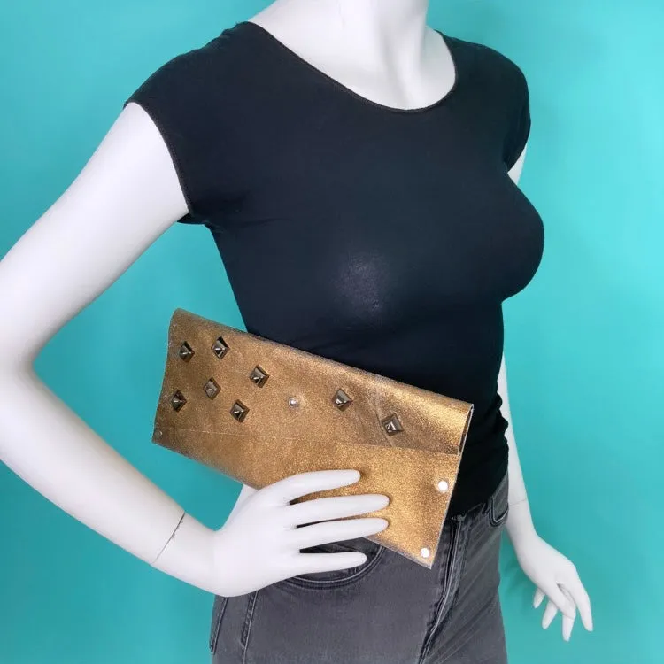 Metallic Bronze Studded Evening Clutch