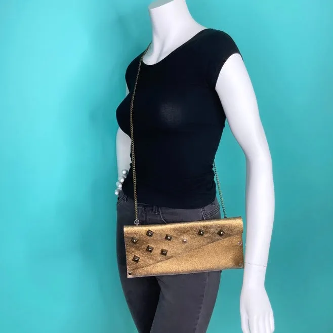 Metallic Bronze Studded Evening Clutch
