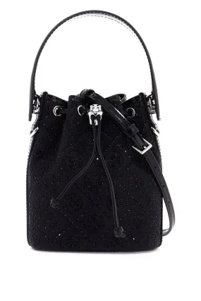 MONOGRAM T BUCKET BAG WITH RHINEST
