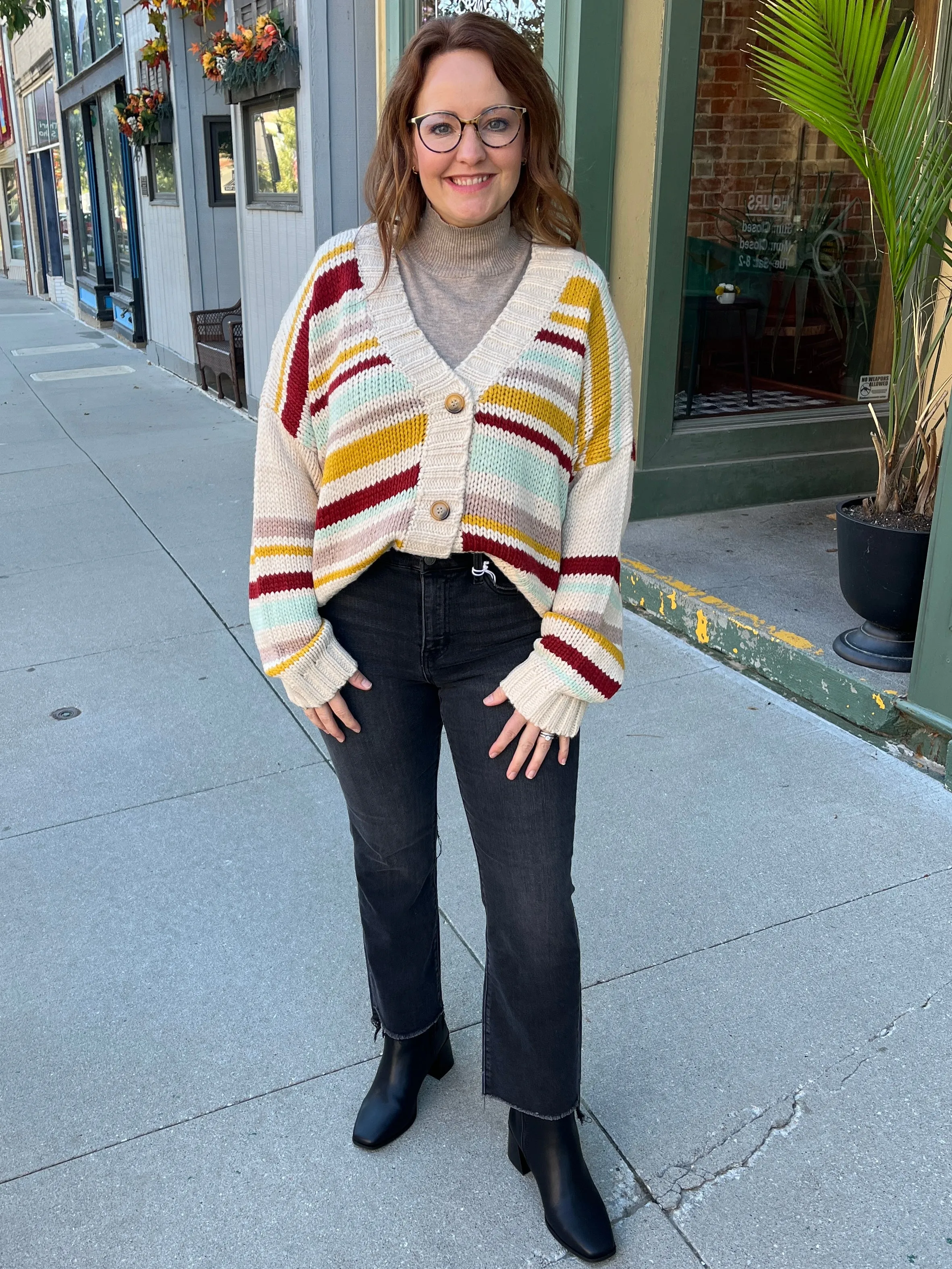 Mustard Striped Cardigan