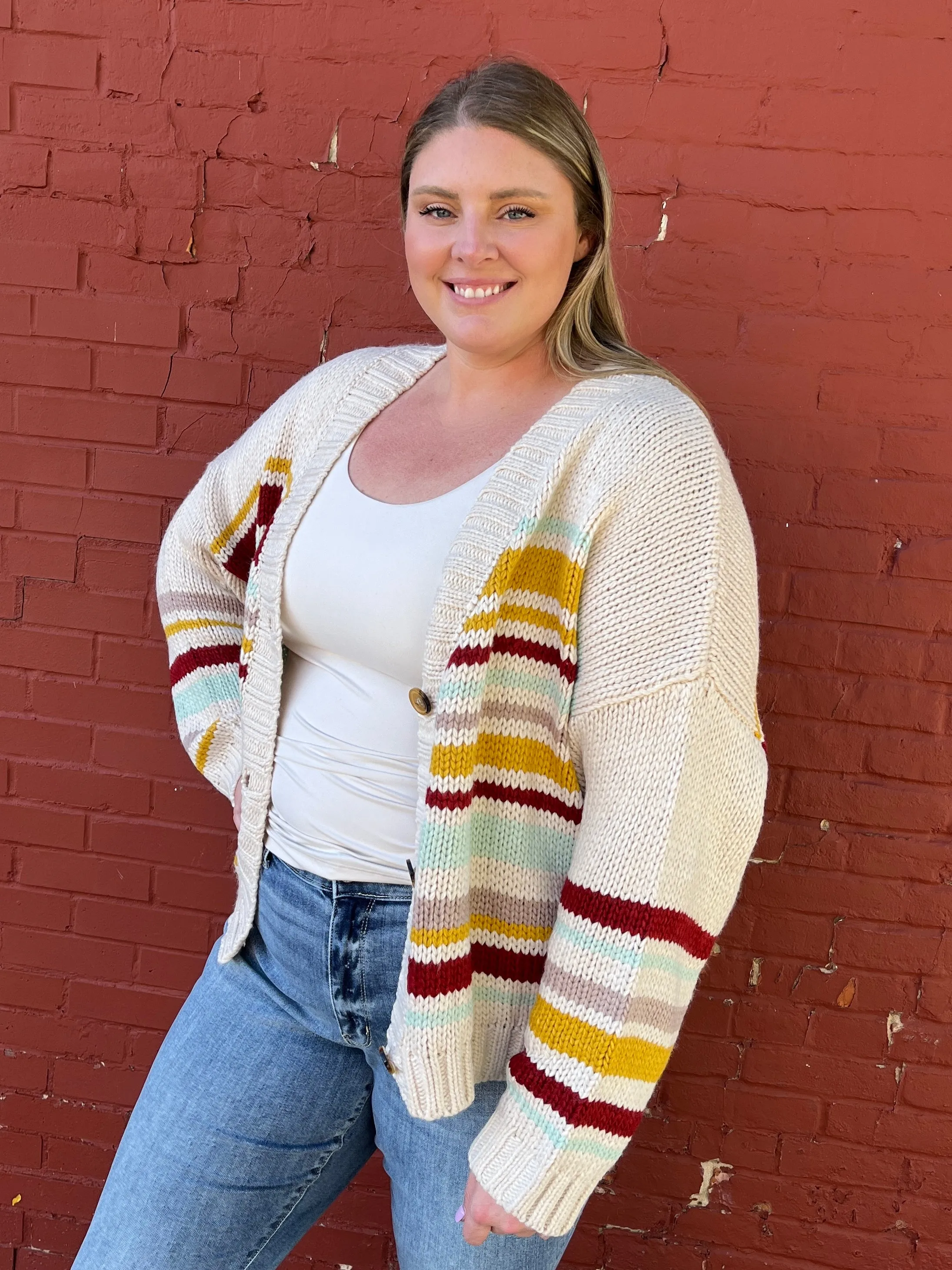 Mustard Striped Cardigan