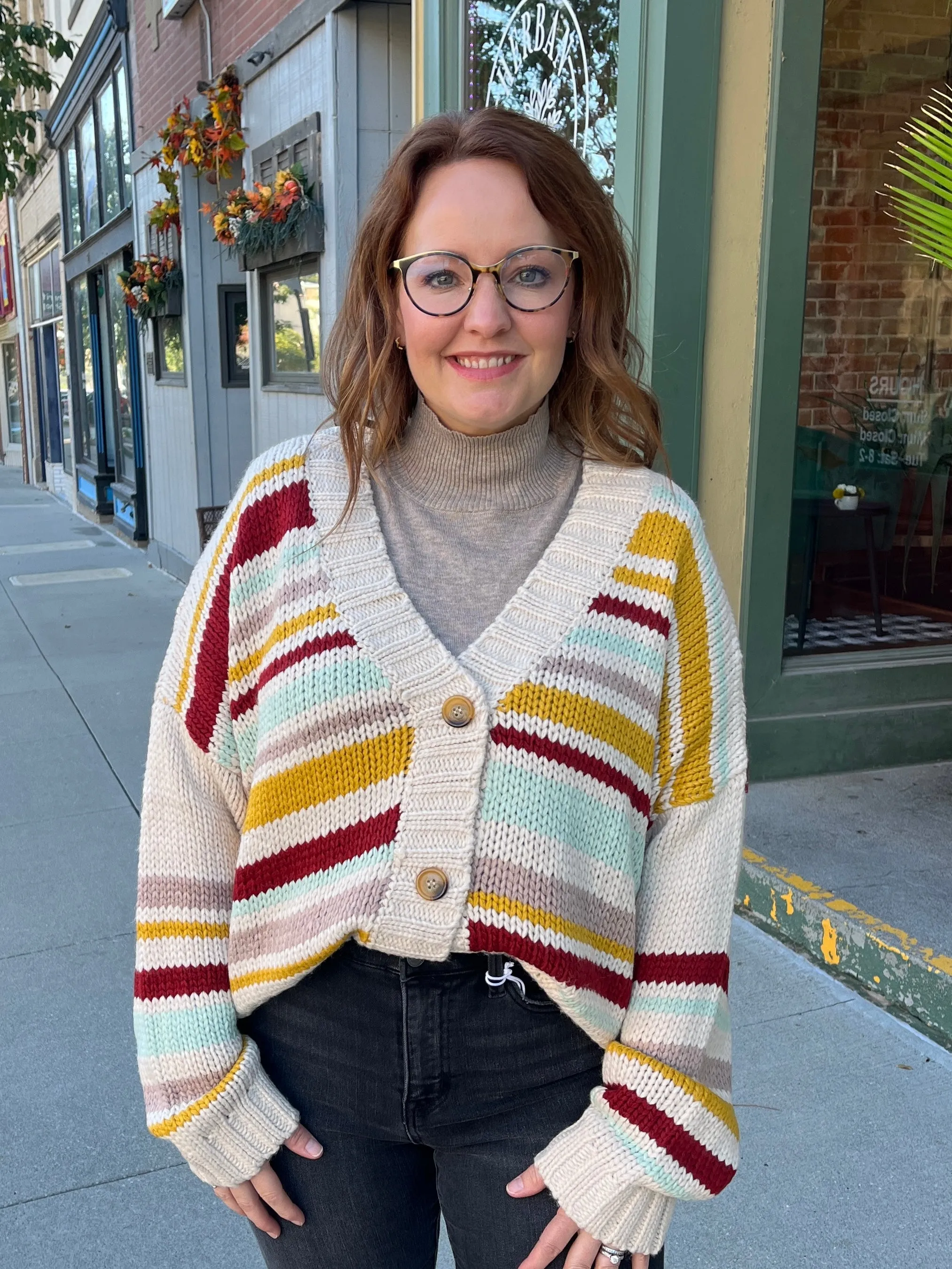 Mustard Striped Cardigan