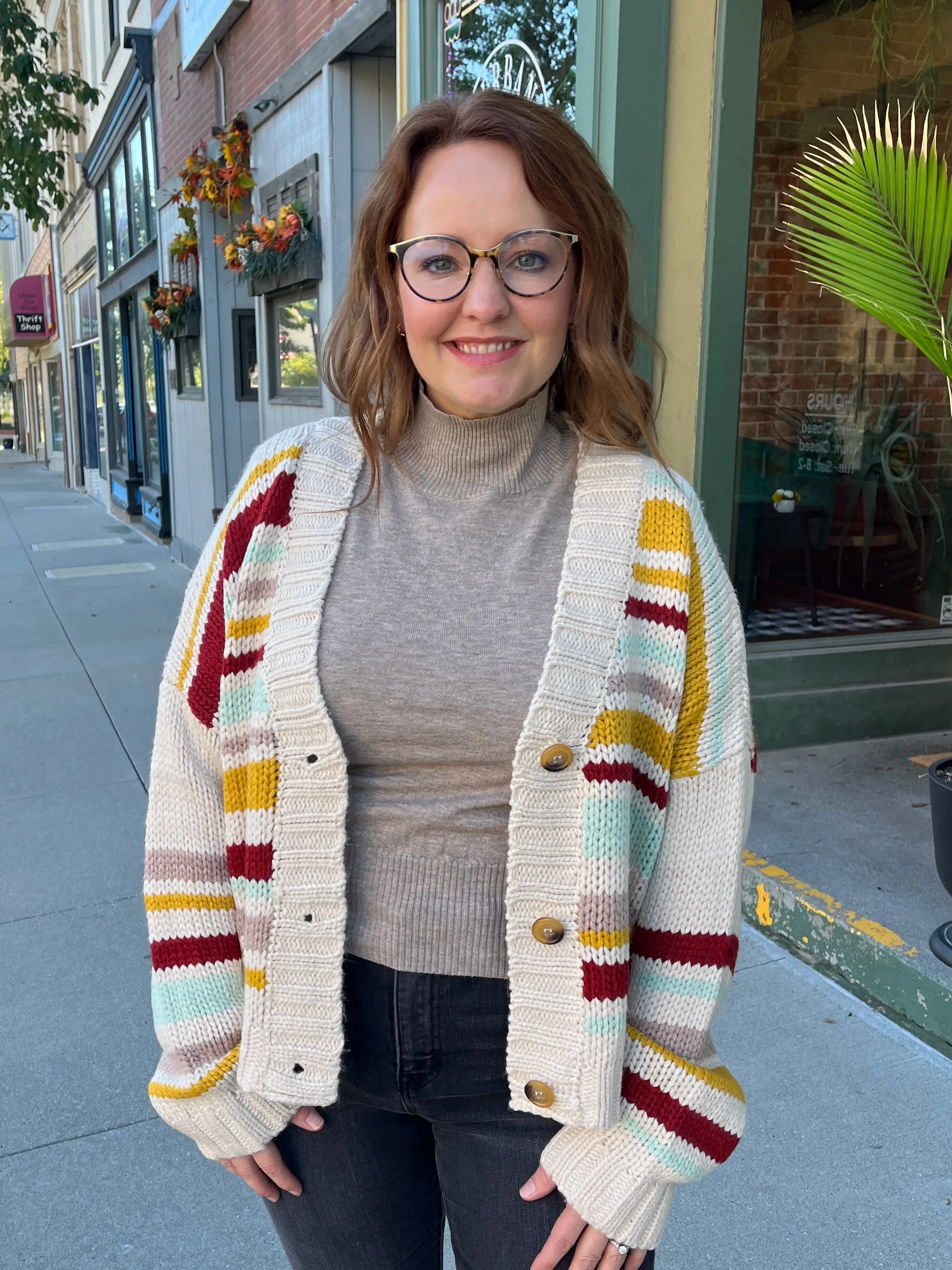 Mustard Striped Cardigan