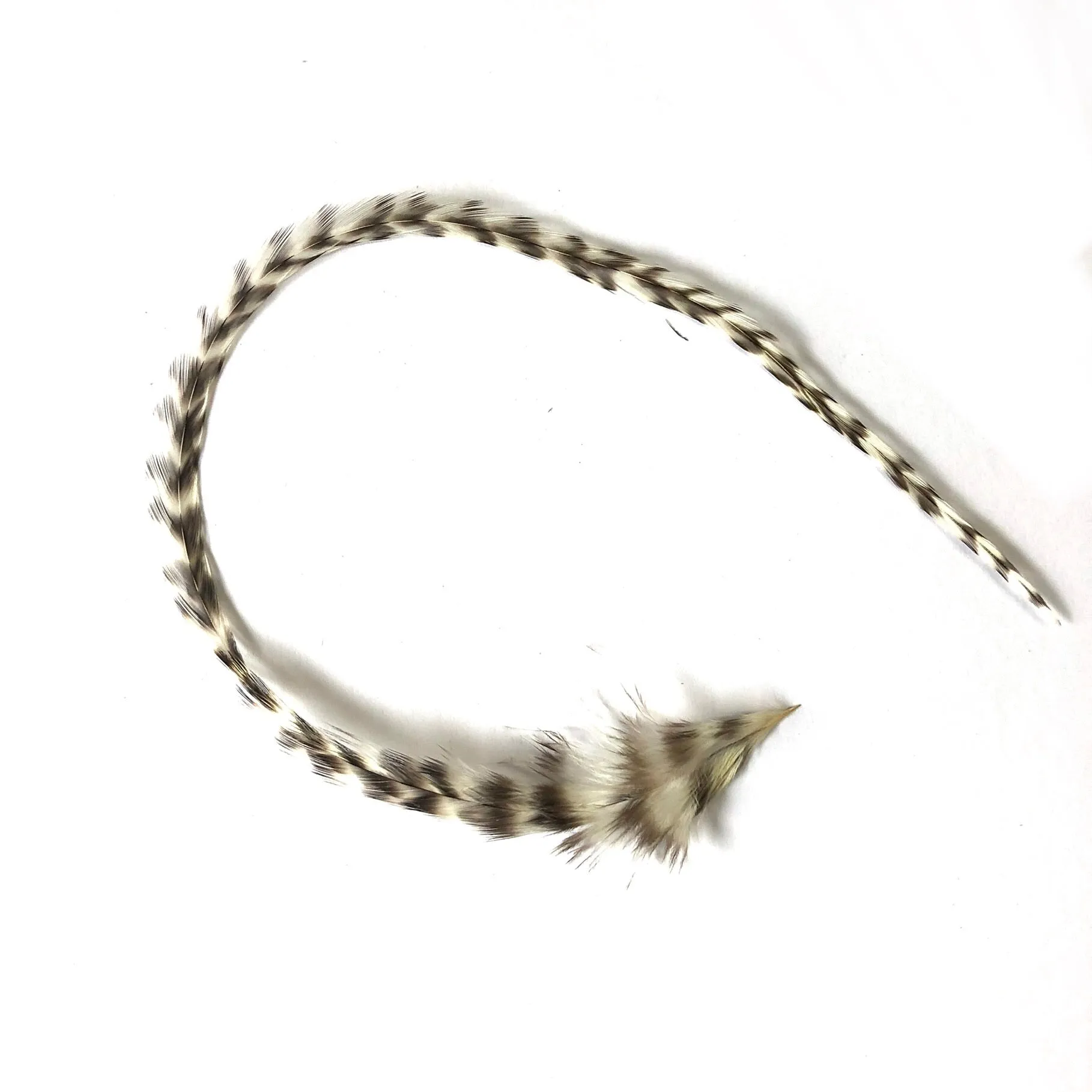 Natural Hair Grizzly Rooster Feather Extensions & Micro Beads x 5 pcs - 6-8" Short