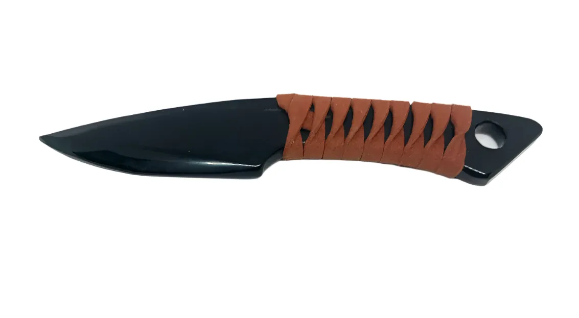 Obsidian Crystal Leather Wrapped Handle Athame