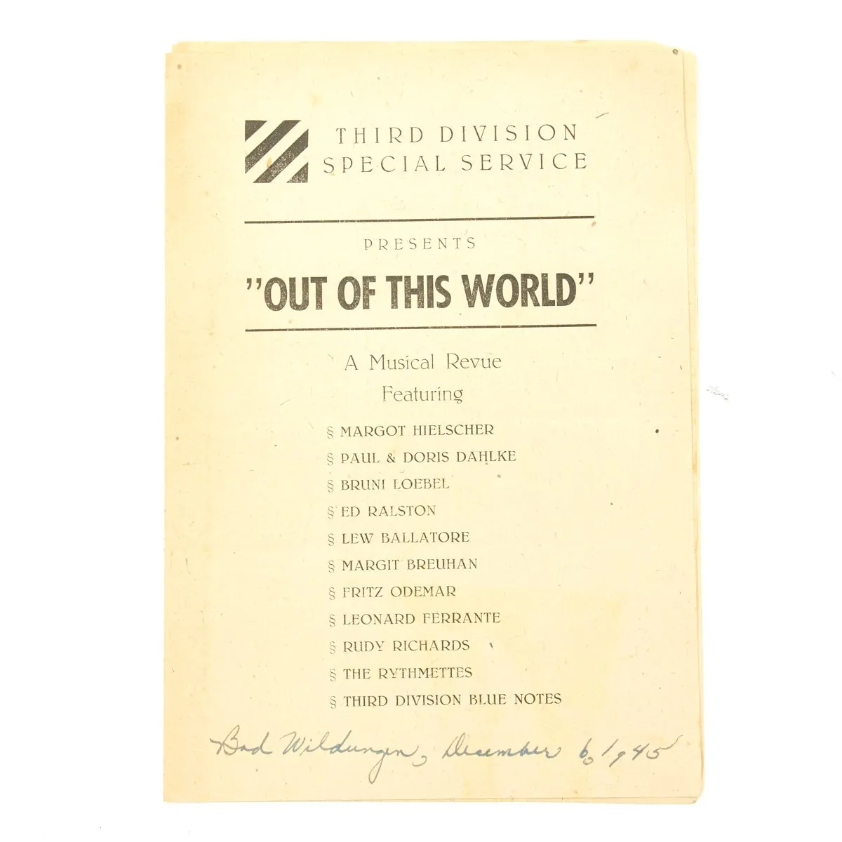 Original U.S. WWII 3rd Infantry Division Named Grouping