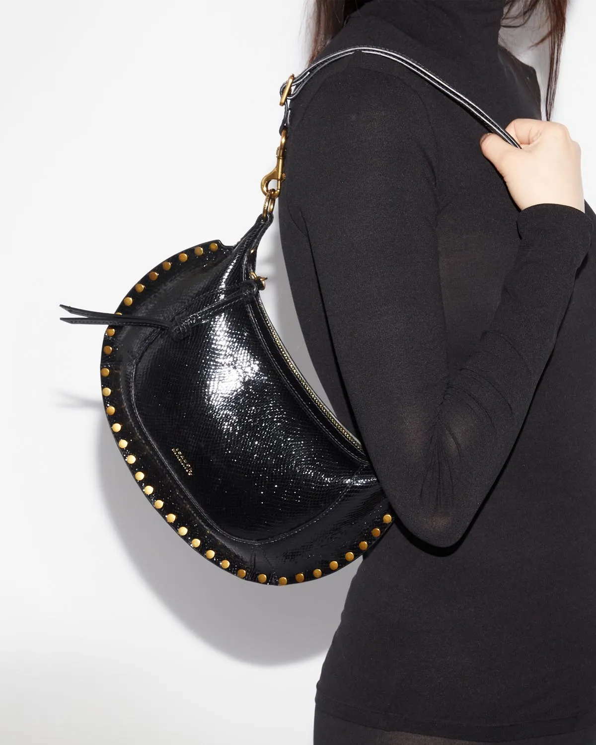 Oskan Moon Bag in python-effect leather