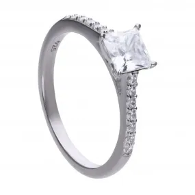 Princess Cut Cubic Zirconia Pave Shoulders Ring R3748