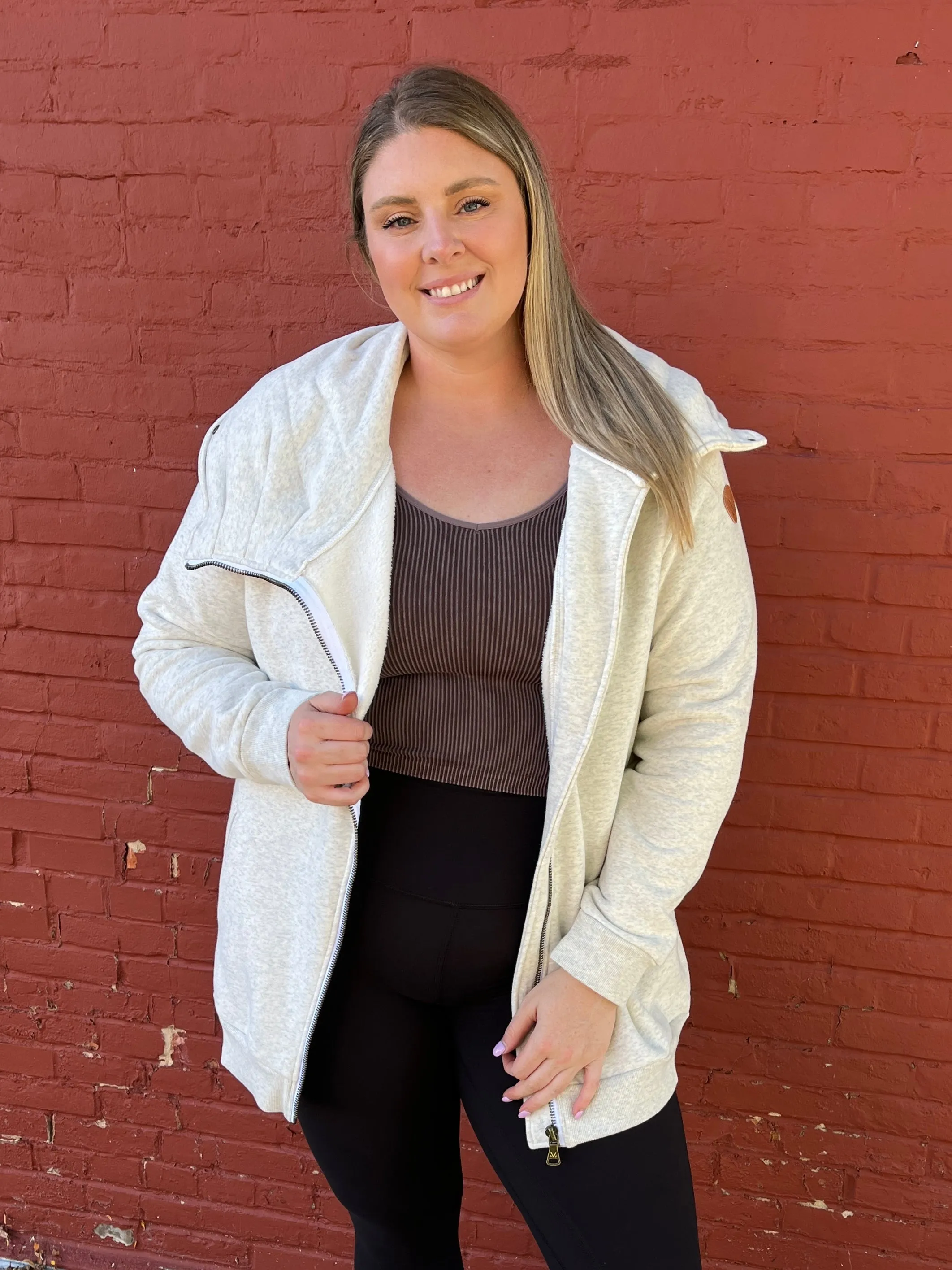Quinn Oatmeal Zip Up