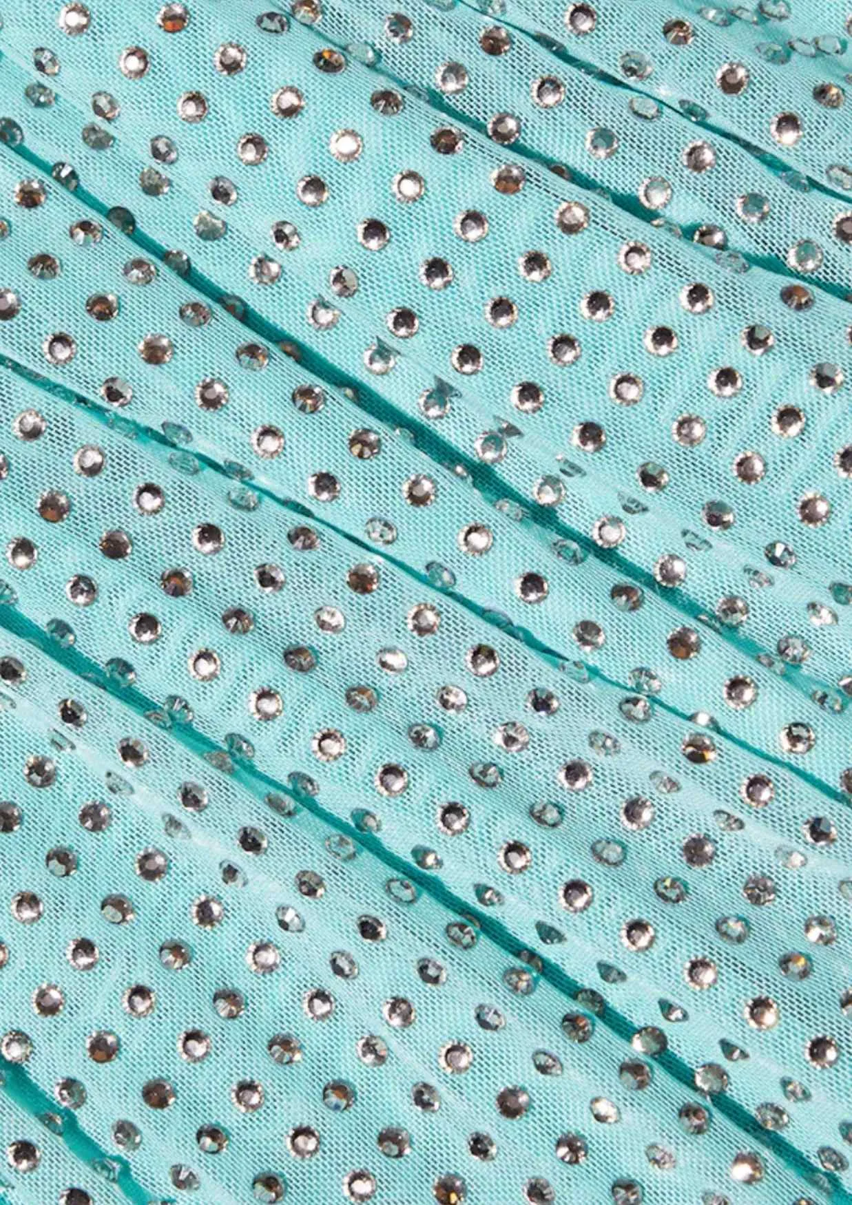 SELF-PORTRAIT - Pale Blue Rhinestone Mesh Maxi Dress