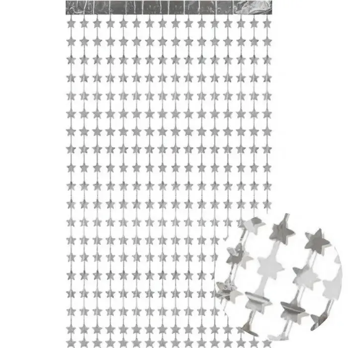 Silver Star Foil Backdrop Curtain