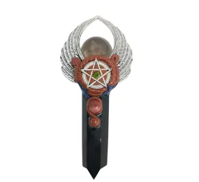 Smoky Quartz and Obsidian Crystal Wand