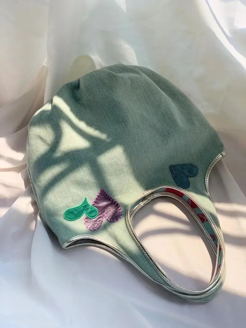 Sohiwoo Heart Y2k Bucket Bag Purse Women Fairy Core Casual Denim Bag Female Harajuku Sweet Cool Handle Underarm Bag Aesthetic