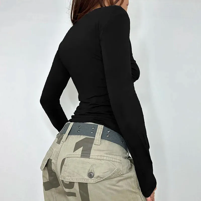 Streetwear Lace Trim Black Tee Shirt Female Slim Letter Printed Bow Harajuku Autumn T shirt Tops Casual Basic Sweats
