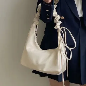 TAVIMART  -  Fashion Casual Shoulder Bag Solid Color Simple Pu Leather Ruched Crossbody Bag New Harajuku Style Luxury Designers Handbag