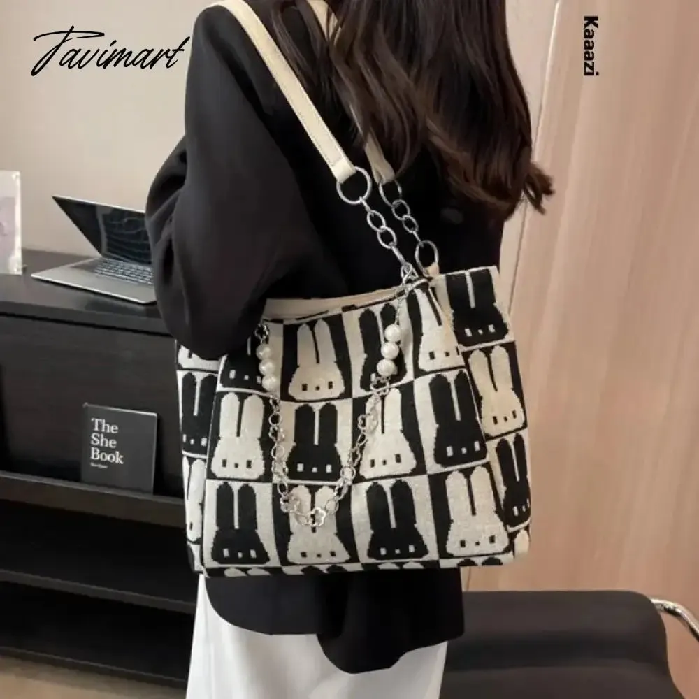 Tavimart Summer Fashion New Large Capacity Handbag Chain Versatile Luxury Shoulder Bag Designer Canvas Women's Work Tote Bag Casual