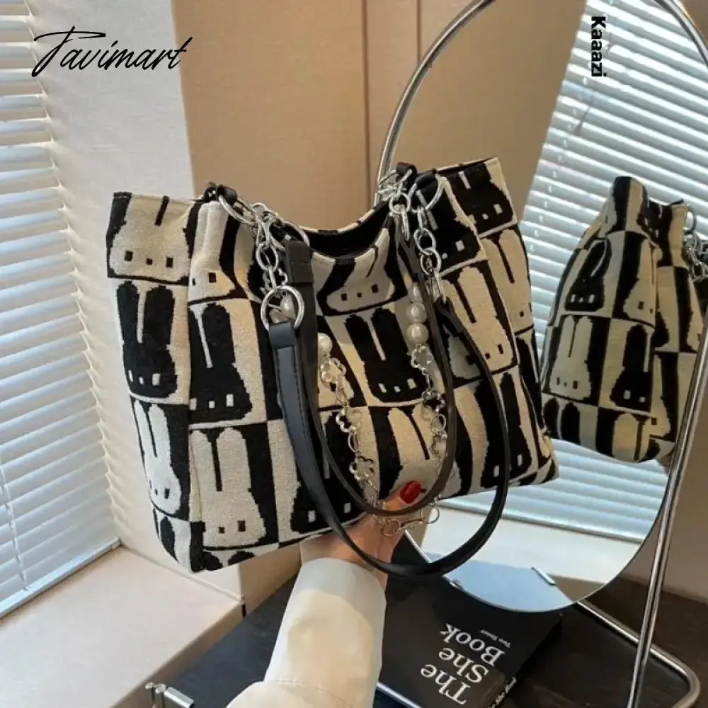 Tavimart Summer Fashion New Large Capacity Handbag Chain Versatile Luxury Shoulder Bag Designer Canvas Women's Work Tote Bag Casual