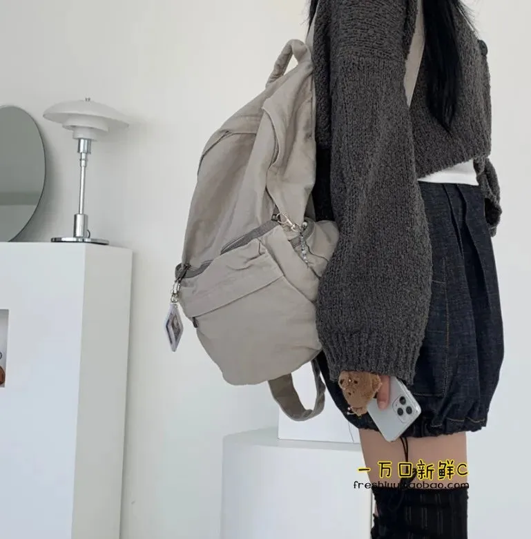 TAVIMART  -  Vintage Backpack for Women Preppy Style Canvas Women Rucksack Zipper Casual Medium-Capacity European-American Style Female Bag