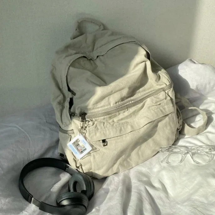 TAVIMART  -  Vintage Backpack for Women Preppy Style Canvas Women Rucksack Zipper Casual Medium-Capacity European-American Style Female Bag