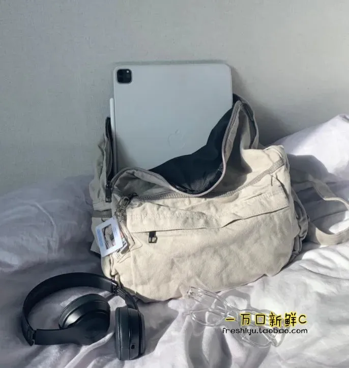 TAVIMART  -  Vintage Backpack for Women Preppy Style Canvas Women Rucksack Zipper Casual Medium-Capacity European-American Style Female Bag