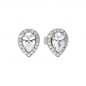 Teardrop Halo Cubic Zirconia Earrings E5909