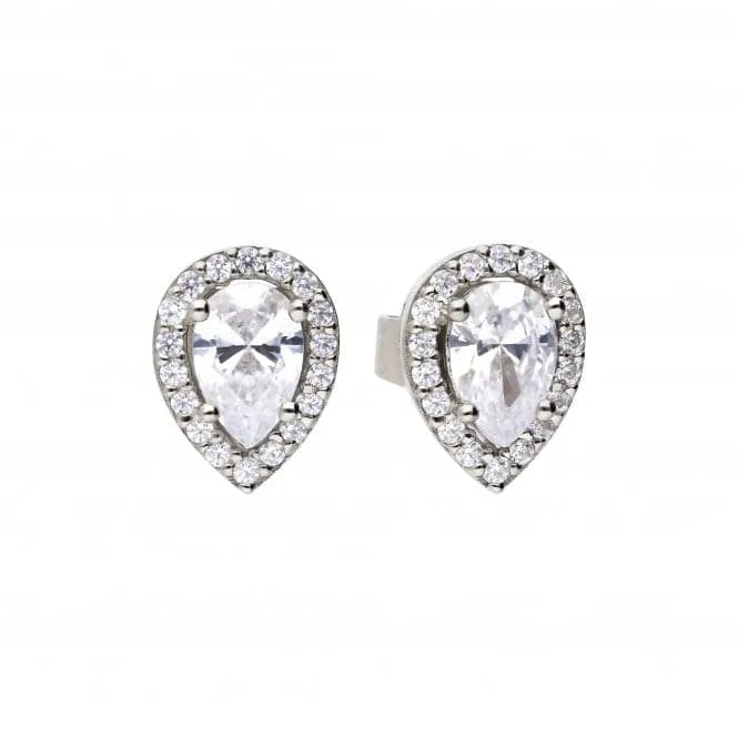 Teardrop Halo Cubic Zirconia Earrings E5909