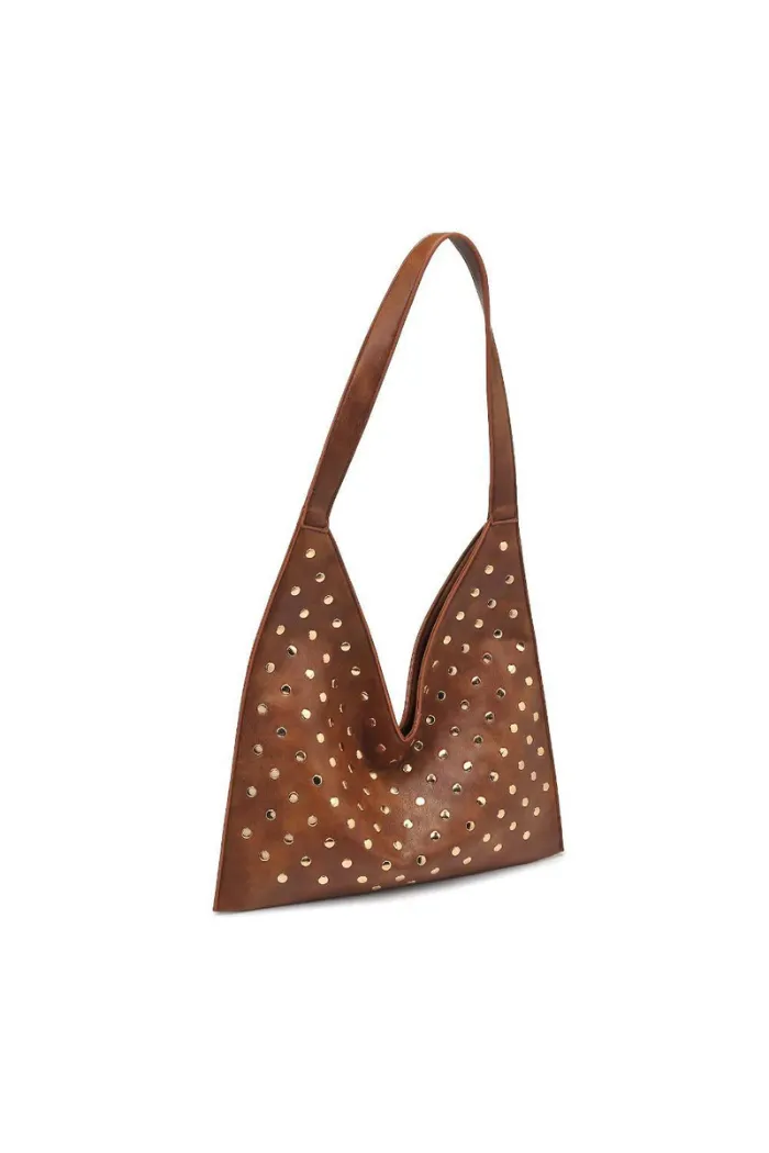 Tori Studded Hobo - Chocolate