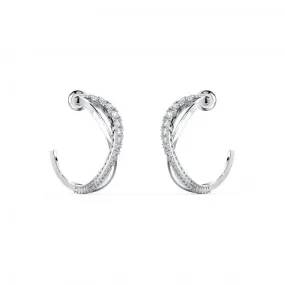 Twist Hoop White Rhodium Plated Earrings 5563908