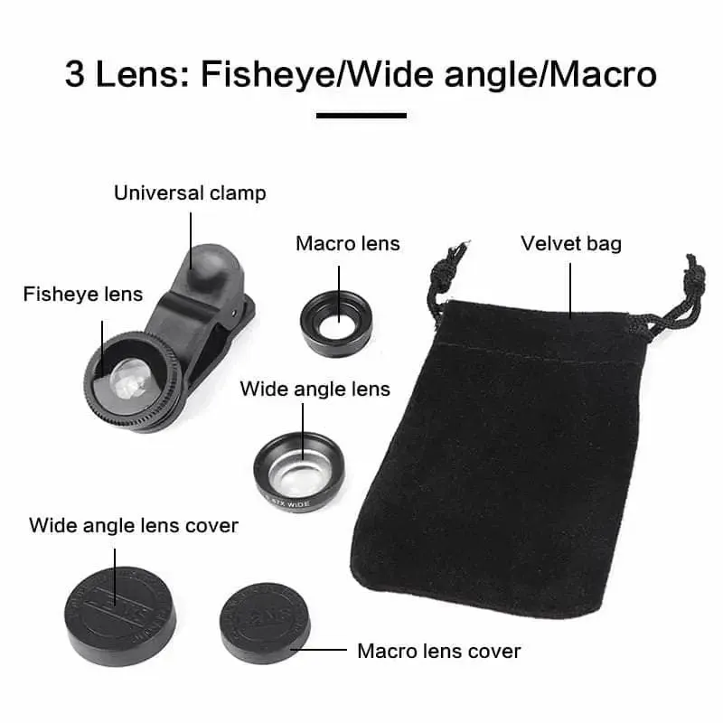 Universal 3IN1 Clip-on Phone Camera Lens. L( M 25)