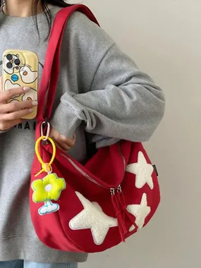 Uniwim Star Y2k Messenger Bag Women  New Harajuku Cute Canvas Casual Tote Crossbody Bag Ladies Red Bolsa Mujer Aesthetic