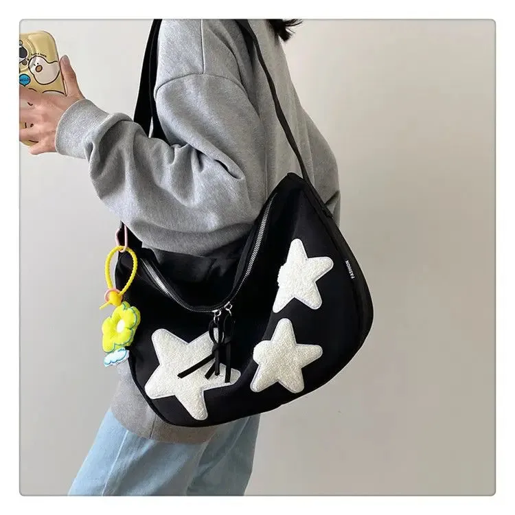 Uniwim Star Y2k Messenger Bag Women  New Harajuku Cute Canvas Casual Tote Crossbody Bag Ladies Red Bolsa Mujer Aesthetic