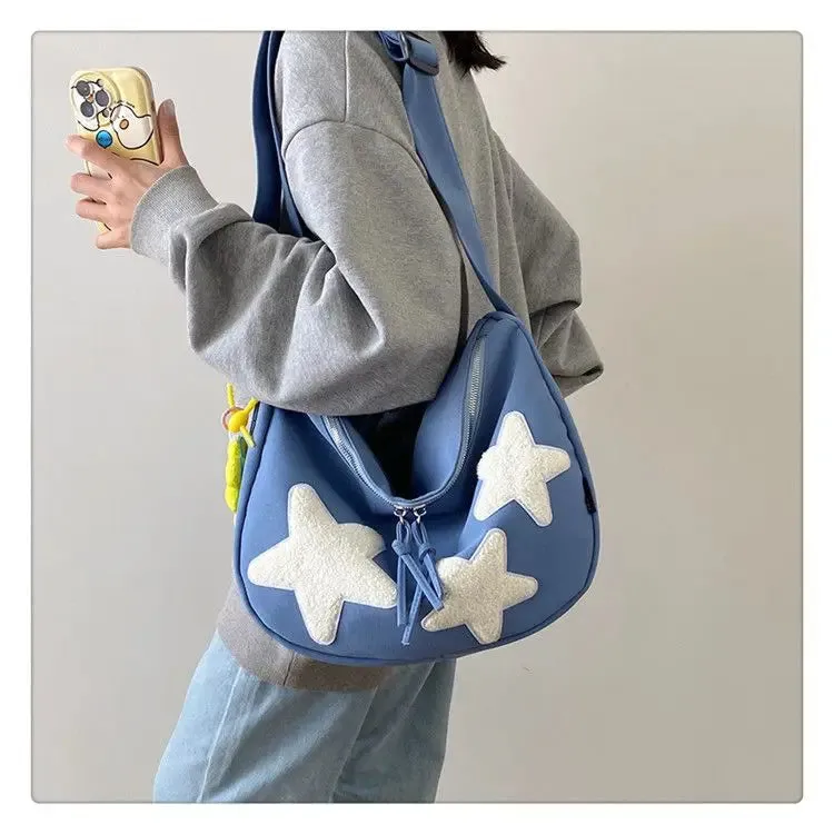 Uniwim Star Y2k Messenger Bag Women  New Harajuku Cute Canvas Casual Tote Crossbody Bag Ladies Red Bolsa Mujer Aesthetic