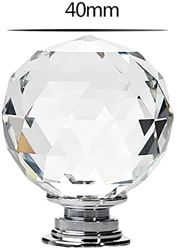 Vila 2002 Crystal Knobs, 2 Pack Round Crystal Door Handles 40mm Drawer Knobs and Furniture Knob (1 pack)