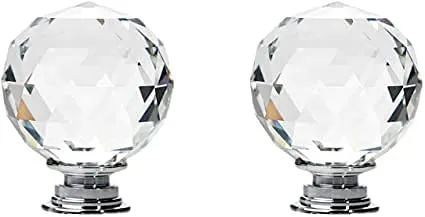 Vila 2002 Crystal Knobs, 2 Pack Round Crystal Door Handles 40mm Drawer Knobs and Furniture Knob (1 pack)