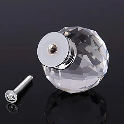 Vila 2002 Crystal Knobs, 2 Pack Round Crystal Door Handles 40mm Drawer Knobs and Furniture Knob (1 pack)