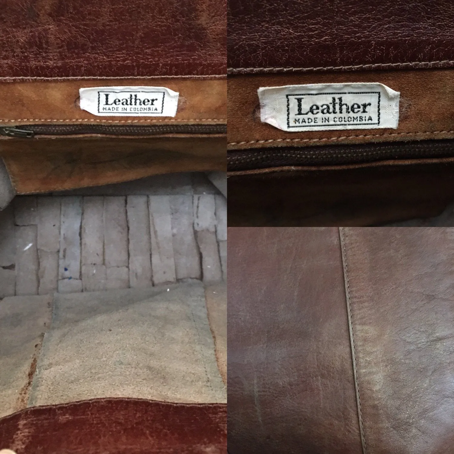 Vintage Leather Boho Satchel. Cognac Brown Leather.  Wood Handles. Overnight Bag.