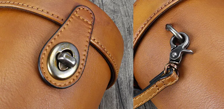 Vintage Womens Leather Crossbody Bucket Bag With Daisy Pattern Side Bags For Women