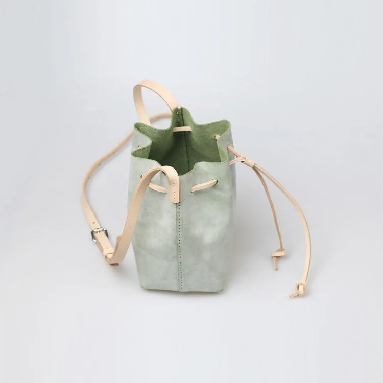 Wax Leather Bucket Bag Womens Crossbody Bags Shoulder Bag for Women